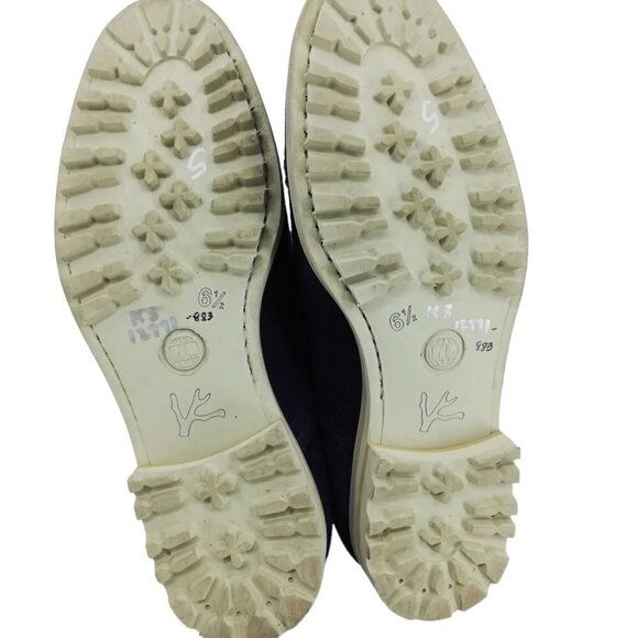 Isaia Napoli Blue Suede Brogues Oxford Loafers Size 6.5 US Mens 7.5 Womens 9.5 - Picture 11 of 13